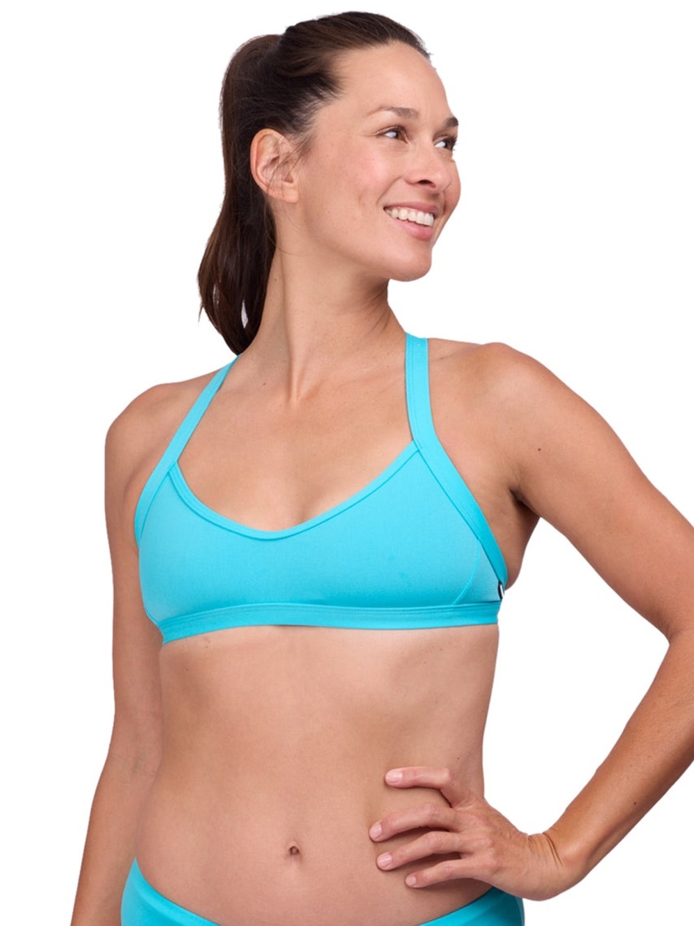 Jolyn Kathleen Hawaiian Blue Performance Sport Swim Bikini TOP only NWT Size Sm